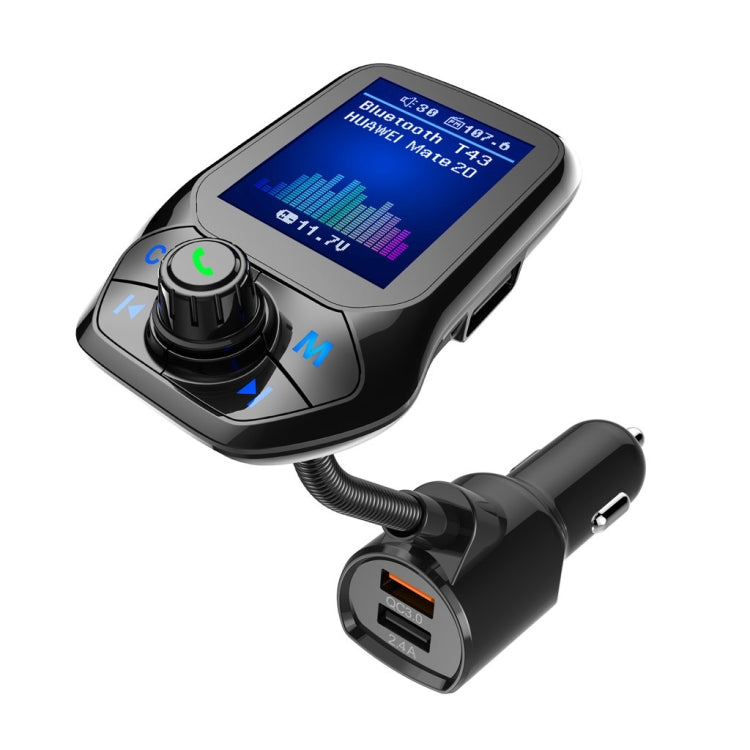 Lettore Bluetooth Auto T43 con Schermo a Colori e Ricarica QC3.0