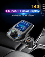 Lettore Bluetooth Auto T43 con Schermo a Colori e Ricarica QC3.0