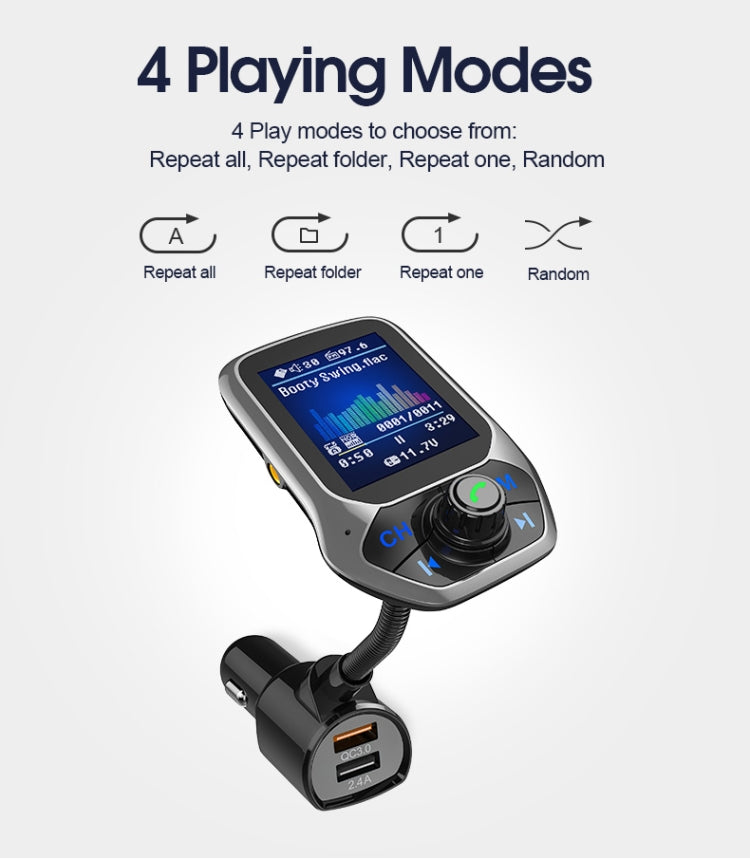Lettore Bluetooth Auto T43 con Schermo a Colori e Ricarica QC3.0