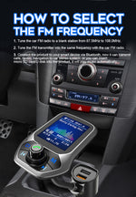 Lettore Bluetooth Auto T43 con Schermo a Colori e Ricarica QC3.0