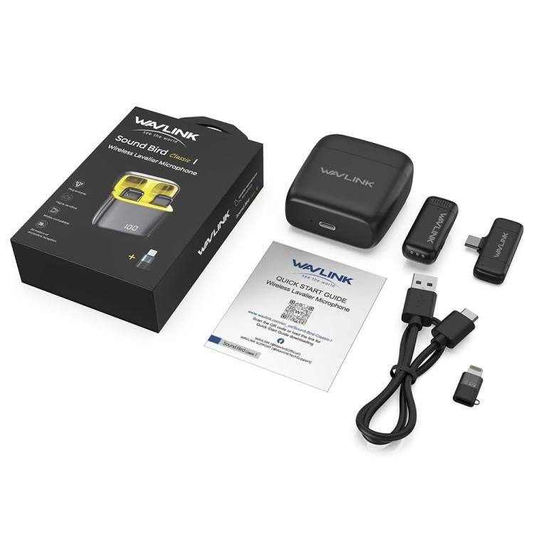 Microfono lavalier wireless WAVLINK WS-WAJ606C1 con riduzione del rumore e ricevitore RX a 8 pin., WS-WAJ606C1