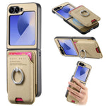 Portafoglio in tessuto twill con anello e custodia magnetica per telefono., For Galaxy Z Flip8 5G, For Galaxy Z Flip7 5G, For Galaxy Z Flip6 5G