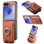 Portafoglio in tessuto twill con anello e custodia magnetica per telefono., For Galaxy Z Flip5 5G