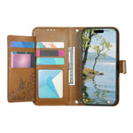 Portafoglio in pelle con cerniera e cinturino, motivo fiori e foglie, con cinturino., For Samsung Galaxy A07 4G, For Samsung Galaxy A17 5G, For Samsung Galaxy M56 5G, For Samsung Galaxy S25 Edge 5G