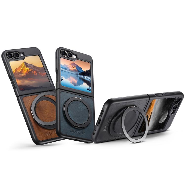 Custodia per telefono Suteni G3 Oil Wax con rotazione a 360° per Galaxy Z Flip5