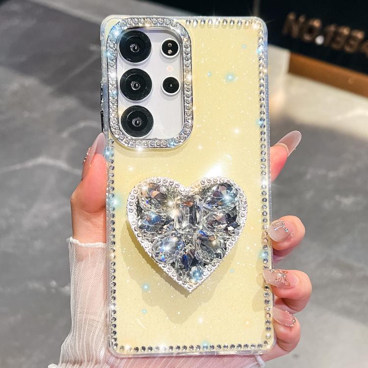 Custodia per telefono con ciondolo a forma di cuore e pietre preziose glitterate effetto diamante., For Samsung Galaxy S25 5G, For Samsung Galaxy S25+ 5G, For Samsung Galaxy S25 Ultra 5G, For Samsung Galaxy A16 5G