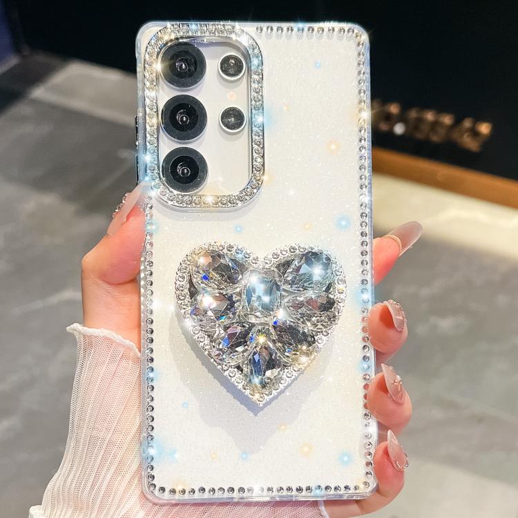Custodia per telefono con ciondolo a forma di cuore e pietre preziose glitterate effetto diamante., For Samsung Galaxy S25 5G, For Samsung Galaxy S25+ 5G, For Samsung Galaxy S25 Ultra 5G, For Samsung Galaxy A16 5G