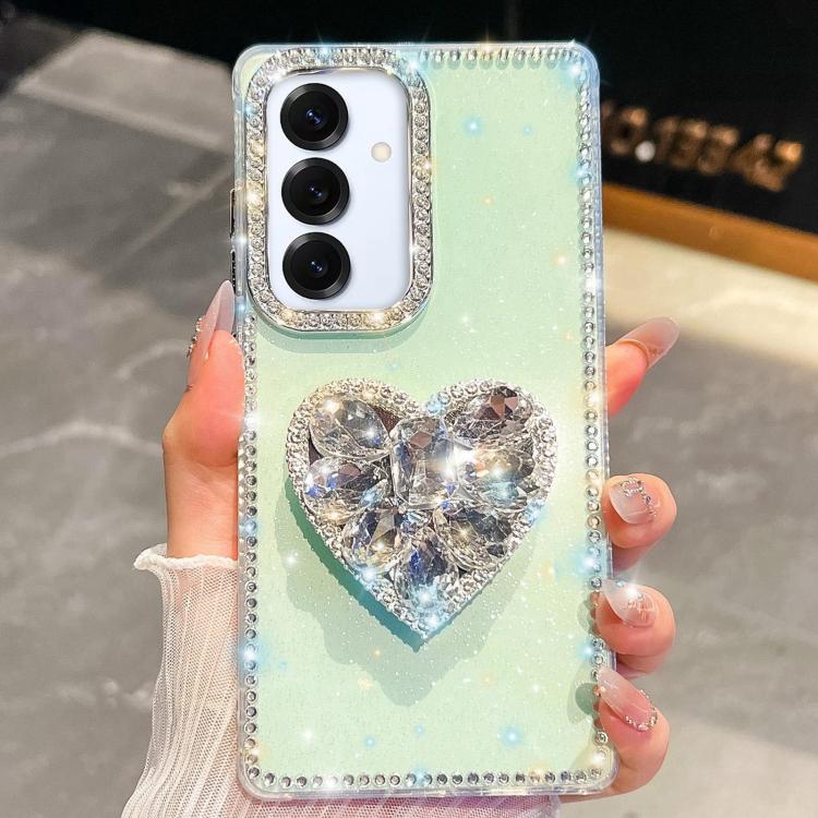 Custodia per telefono con ciondolo a forma di cuore e pietre preziose glitterate effetto diamante., For Samsung Galaxy S25 5G, For Samsung Galaxy S25+ 5G, For Samsung Galaxy S25 Ultra 5G, For Samsung Galaxy A16 5G