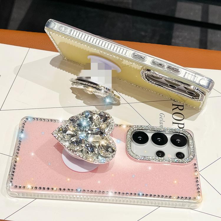 Custodia per telefono con ciondolo a forma di cuore e pietre preziose glitterate effetto diamante., For Samsung Galaxy S25 5G, For Samsung Galaxy S25+ 5G, For Samsung Galaxy S25 Ultra 5G, For Samsung Galaxy A16 5G