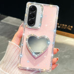 Custodia per telefono con ciondolo a forma di cuore e specchio glitterato effetto diamante., For Samsung Galaxy A17 5G, For Samsung Galaxy A56 5G, For Samsung Galaxy A26 5G, For Samsung Galaxy A36 5G