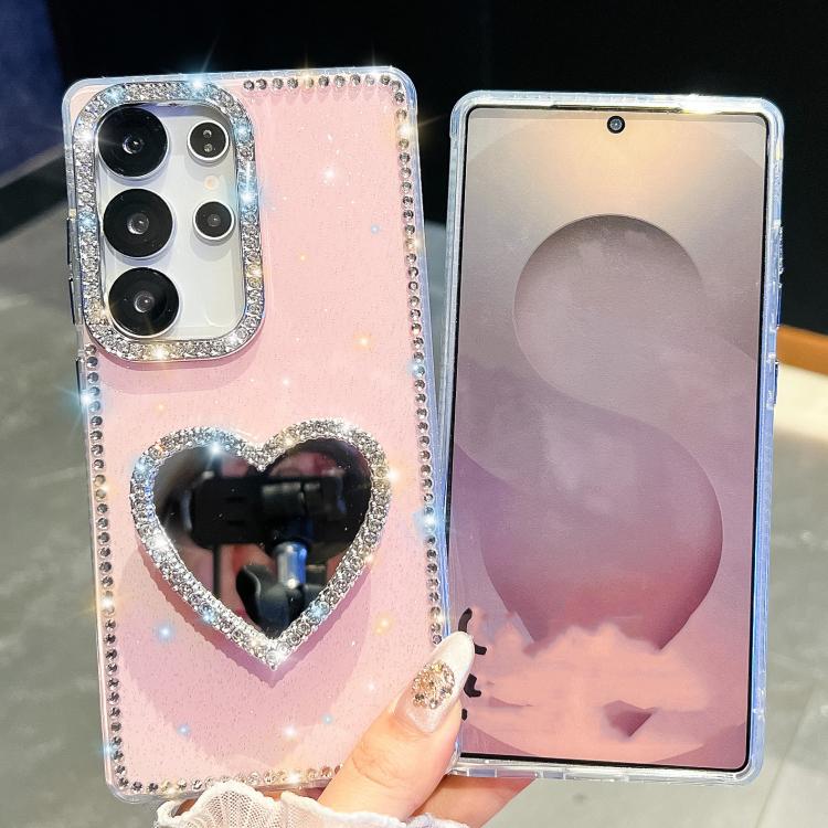 Custodia per telefono con ciondolo a forma di cuore e specchio glitterato effetto diamante., For Samsung Galaxy A17 5G, For Samsung Galaxy A56 5G, For Samsung Galaxy A26 5G, For Samsung Galaxy A36 5G