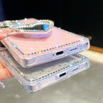Custodia per telefono con ciondolo a forma di cuore e specchio glitterato effetto diamante., For Samsung Galaxy A17 5G, For Samsung Galaxy A56 5G, For Samsung Galaxy A26 5G, For Samsung Galaxy A36 5G