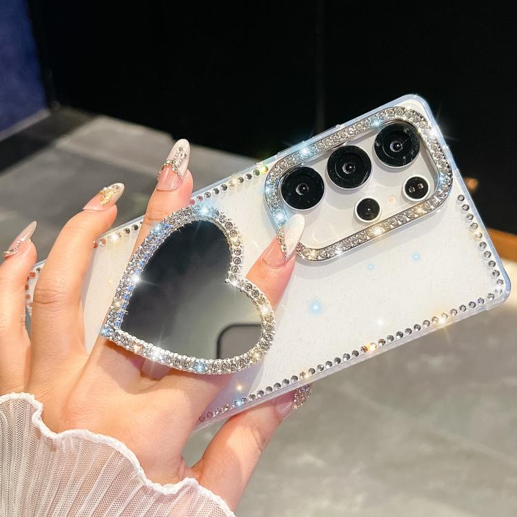 Custodia per telefono con ciondolo a forma di cuore e specchio glitterato effetto diamante., For Samsung Galaxy A17 5G, For Samsung Galaxy A56 5G, For Samsung Galaxy A26 5G, For Samsung Galaxy A36 5G