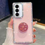 Custodia per telefono con supporto rotondo e glitter a forma di diamante, : For Samsung Galaxy S26+ 5G, For Samsung Galaxy S26 Ultra 5G, For Samsung Galaxy S26 5G, For Samsung Galaxy A07 5G