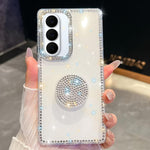 Custodia per telefono con supporto rotondo e glitter a forma di diamante, : For Samsung Galaxy S26+ 5G, For Samsung Galaxy S26 Ultra 5G, For Samsung Galaxy S26 5G, For Samsung Galaxy A07 5G