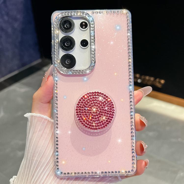 Custodia per telefono con supporto rotondo e glitter a forma di diamante, : For Samsung Galaxy S26+ 5G, For Samsung Galaxy S26 Ultra 5G, For Samsung Galaxy S26 5G, For Samsung Galaxy A07 5G