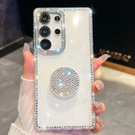 Custodia per telefono con supporto rotondo e glitter a forma di diamante, : For Samsung Galaxy S26+ 5G, For Samsung Galaxy S26 Ultra 5G, For Samsung Galaxy S26 5G, For Samsung Galaxy A07 5G