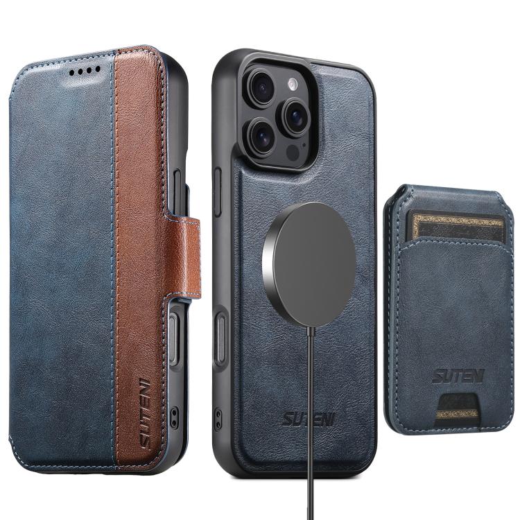 Custodia per telefono in pelle Suteni Q07S2 3 in 1 con portafoglio verticale rimovibile, MagSafe e innesto a libro., For iPhone 17 Pro Max, For iPhone 17 Pro, For iPhone 17, For iPhone Air, For iPhone 16 Pro Max, For iPhone 16 Pro, For iPhone 16 Plus  ...