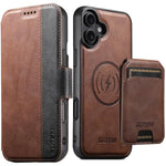 Custodia per telefono in pelle Suteni Q07S2 3 in 1 con portafoglio verticale rimovibile, MagSafe e innesto a libro., For iPhone 17 Pro Max, For iPhone 17 Pro, For iPhone 17, For iPhone Air, For iPhone 16 Pro Max, For iPhone 16 Pro, For iPhone 16 Plus  ...