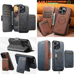 Custodia per telefono in pelle Suteni Q07S2 3 in 1 con portafoglio verticale rimovibile, MagSafe e innesto a libro., For iPhone 17 Pro Max, For iPhone 17 Pro, For iPhone 17, For iPhone Air, For iPhone 16 Pro Max, For iPhone 16 Pro, For iPhone 16 Plus  ...