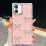 Custodia antiurto a quattro angoli con fiocco glitterato per Samsung Galaxy