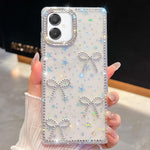 Custodia antiurto a quattro angoli con fiocco glitterato per Samsung Galaxy