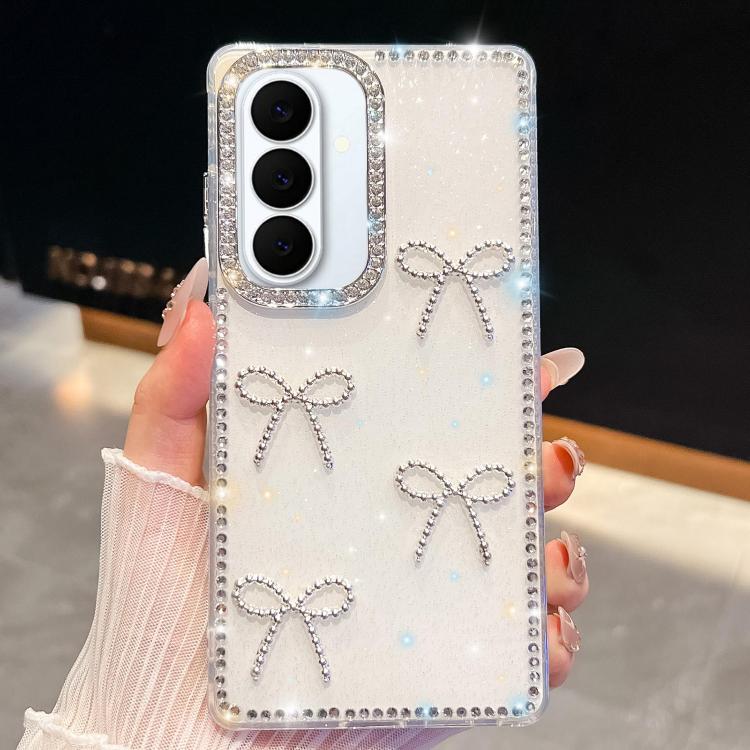 Custodia antiurto a quattro angoli con fiocco glitterato per Samsung Galaxy