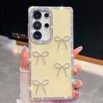 Custodia antiurto a quattro angoli con fiocco glitterato per Samsung Galaxy