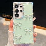 Custodia antiurto a quattro angoli con fiocco glitterato per Samsung Galaxy