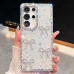 Custodia antiurto a quattro angoli con fiocco glitterato per Samsung Galaxy