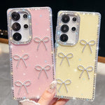 Custodia antiurto a quattro angoli con fiocco glitterato per Samsung Galaxy