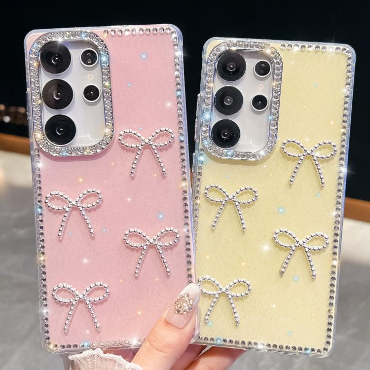 Custodia antiurto a quattro angoli con fiocco glitterato per Samsung Galaxy