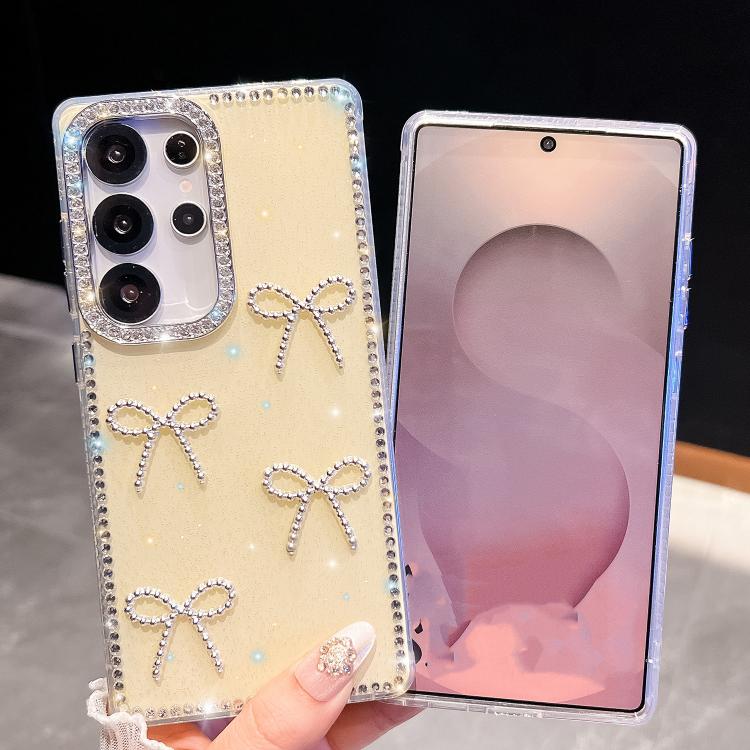 Custodia antiurto a quattro angoli con fiocco glitterato per Samsung Galaxy