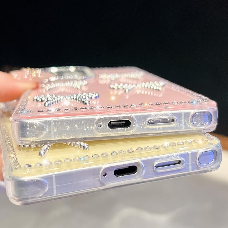 Custodia antiurto a quattro angoli con fiocco glitterato per Samsung Galaxy