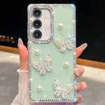 Custodia antiurto con farfalle, perle e glitter per Samsung Galaxy S24 FE, A15