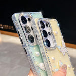 Custodia antiurto con farfalle, perle e glitter per Samsung Galaxy S24 FE, A15