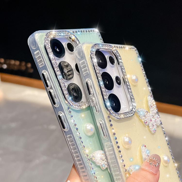 Custodia antiurto con farfalle, perle e glitter per Samsung Galaxy S24 FE, A15