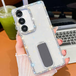Custodia anti-caduta TPU con strass glitterati e supporto per Samsung Galaxy