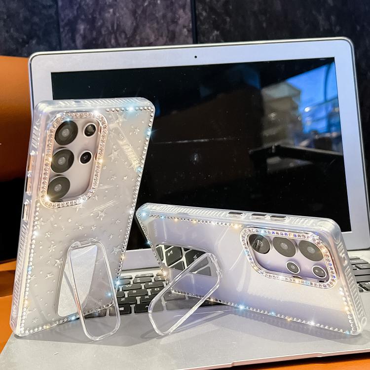Custodia anti-caduta TPU con strass glitterati e supporto per Samsung Galaxy