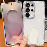 Custodia anti-caduta TPU con strass glitterati e supporto per Samsung Galaxy