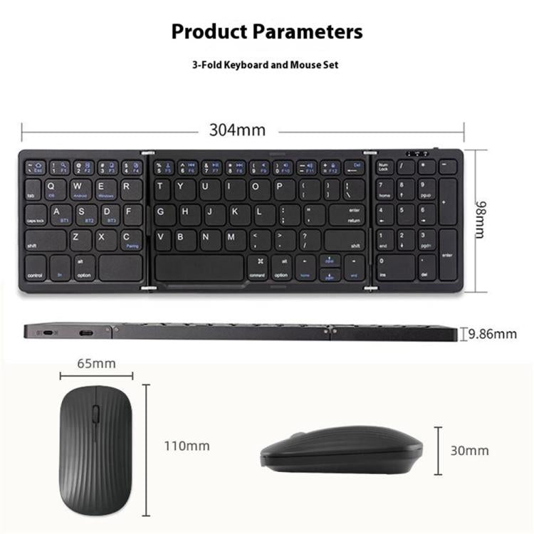 Tastiera e mouse wireless pieghevoli Bluetooth 5.1