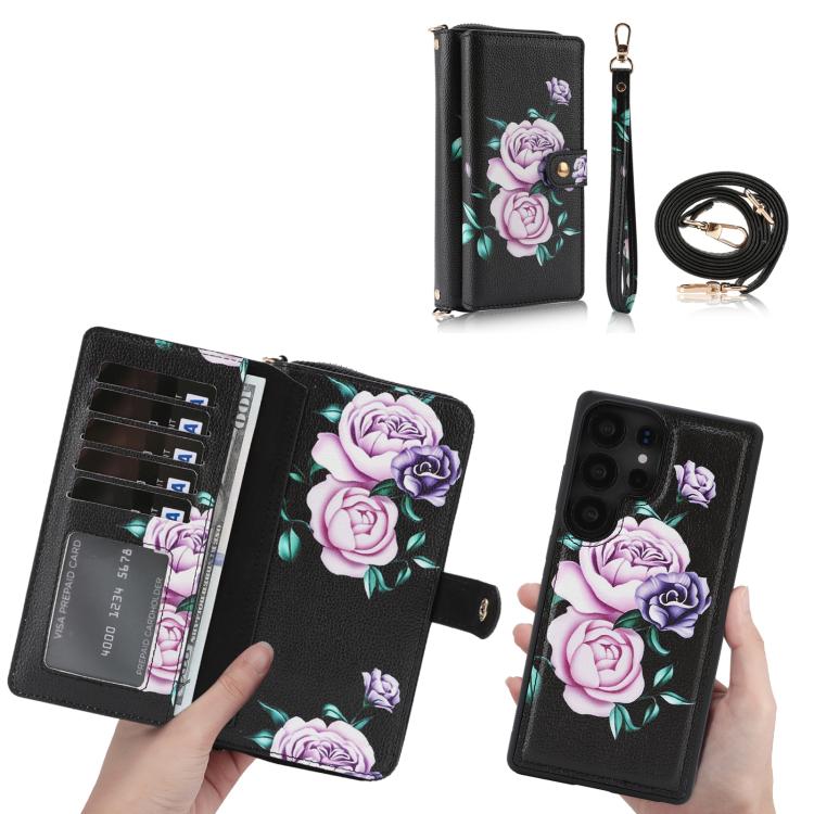 Portafoglio multifunzionale con cerniera e fibbia per Samsung Galaxy S24+, S24