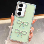 Custodia antiurto con doppio fiocco e glitter per Samsung Galaxy A17, A56, A26 e