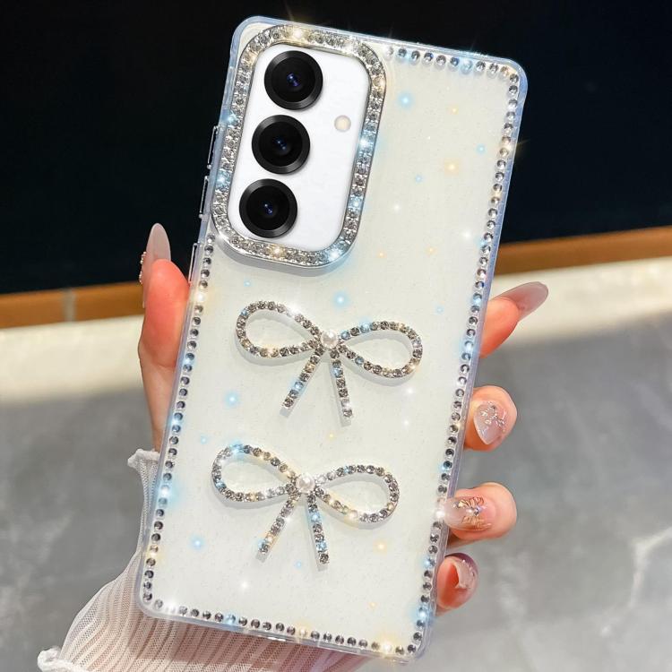 Custodia antiurto con doppio fiocco e glitter per Samsung Galaxy A17, A56, A26 e