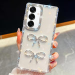 Custodia antiurto con doppio fiocco e glitter per Samsung Galaxy A17, A56, A26 e