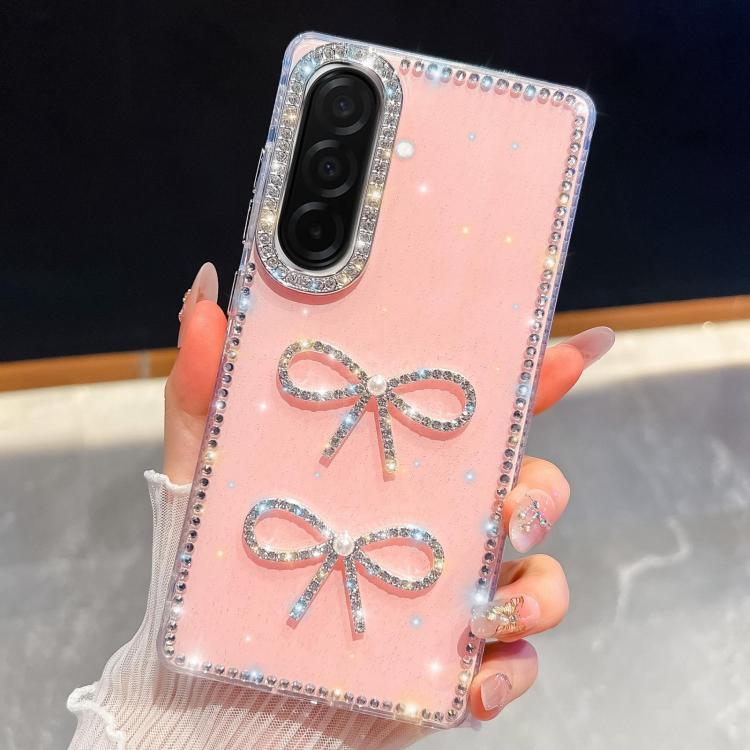 Custodia antiurto con doppio fiocco e glitter per Samsung Galaxy A17, A56, A26 e
