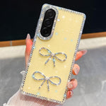Custodia antiurto con doppio fiocco e glitter per Samsung Galaxy A17, A56, A26 e