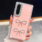 Custodia antiurto con doppio fiocco e glitter per Samsung Galaxy A17, A56, A26 e
