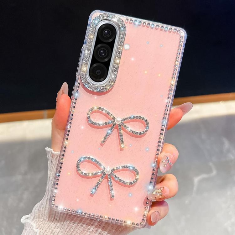 Custodia antiurto con doppio fiocco e glitter per Samsung Galaxy A17, A56, A26 e
