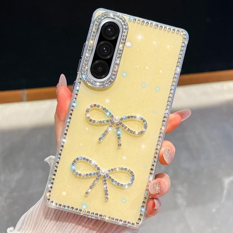 Custodia antiurto con doppio fiocco e glitter per Samsung Galaxy A17, A56, A26 e